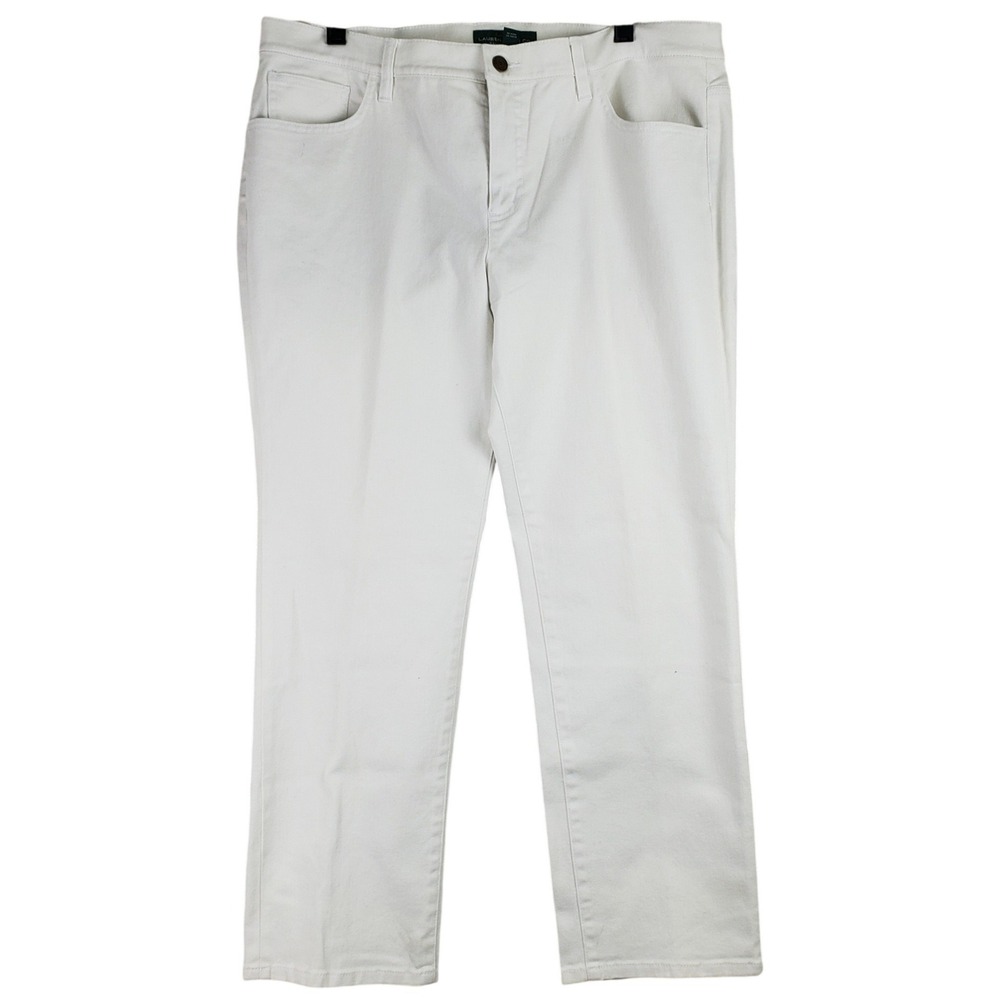 Lauren Ralph Lauren Straight Leg Pants Women 16 Cream Classic Minimalist